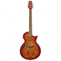 ESP LTD TL-6 Thinline Acoustic Guitar with Quilted Maple Top, Tiger Eye Burst Finish