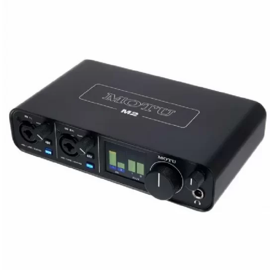 MOTU M2 2x2 USB-C Audio Interface and Headphones