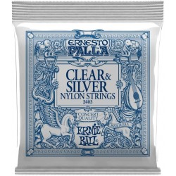 Ernie Ball P02403 Ernesto Palla Clear & Silver Tie-On Classical Guitar Strings, 28-42 Gauge 