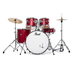 Pearl RS525SC Roadshow 5pc Drum Set 2216B/1008T/1209T/1616F/1455S with Cymbal & Hardware Matte Red Finish