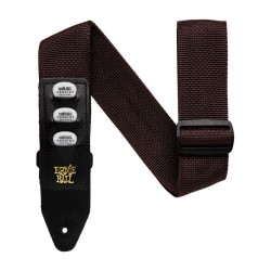 Ernie Ball P04250 Pickholder Polypro Guitar Strap - Brown