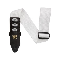 Ernie Ball P04259 Pickholder Polypro Guitar Strap - White