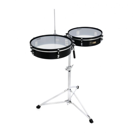 Pearl Travel Timbales  14 and 15 inch  With Stand - Black Lacquer