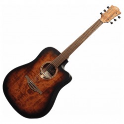 LAG T70DCE Tramontane Series Dreadnought Electro Cutaway Acoustic Guitar - Black & Brown Finish