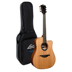 Lag TBW2DCE Blue Wave Dreadnought Cutaway Smart Guitar - Natural Wood