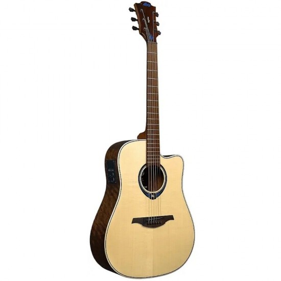 LAG THV20DCE Dreadnought Cutaway Smart Acoustic Guitar with HyVibe System Includes Lag Carrying Case