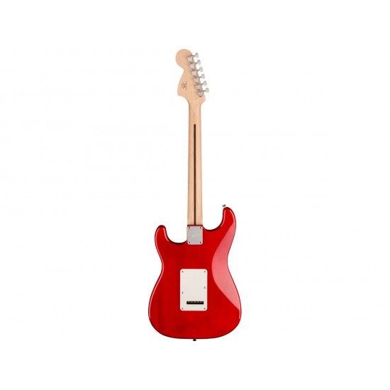 Fender 0378034538 Squier FSR Affinity Stratocaster Electric Guitar QMT Laurel Fingerboard - Crimson Red Transparent