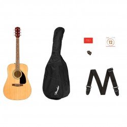 Fender FA-115 Dreadnought Acoustic Guitar Pack in Black w/Bag Picks Strap Strings