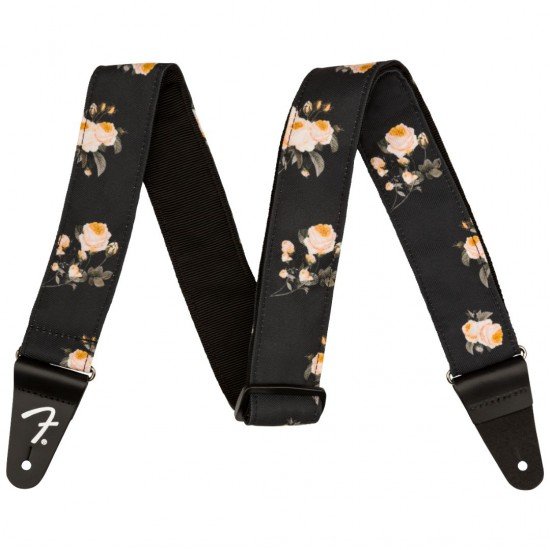 Fender 2-inch Floral Guitar Strap - Black