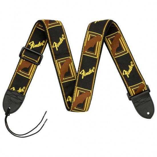 Fender 0990681000 2" Monogrammed Guitar Strap - Black, Yellow, and Brown