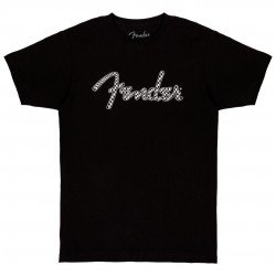 Fender Spaghetti Wavy Checker Logo T-shirt - Black, Large