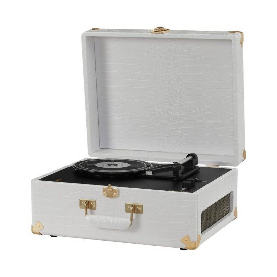 Crosley CR6253B-WC Anthology Vintage 3-Speed Bluetooth in/Out Suitcase Turntable - White Croc