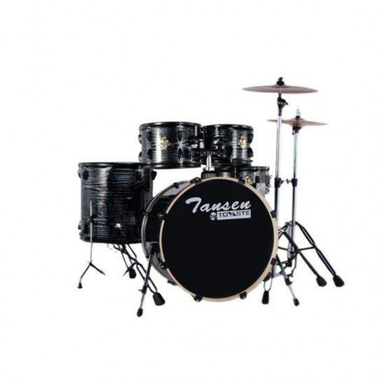 Tansen Jbp1010 5 Piece Drum Set - Black Silver Grain