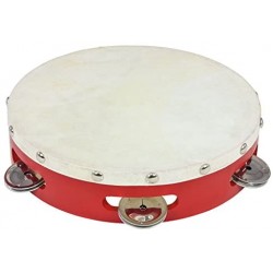 Percussion Plus PP040 Tambourine  8" Red  With Goatskin