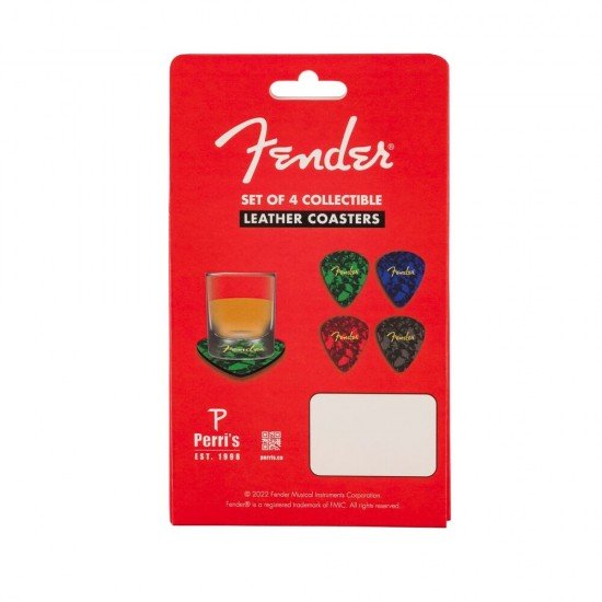 Fender 9106109000 Pick Shape Logo Coasters, 4-Pack, Multi-Color 