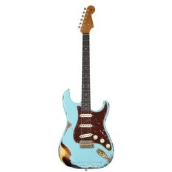 Fender Custom Shop Limited-edition '62 Stratocaster Heavy Relic Electric Guitar - Aged Daphne Blue/3-color Sunburst