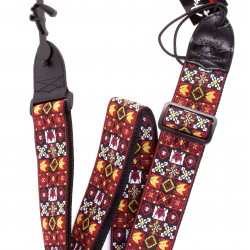 Fender Festival Hootenanny Guitar Strap, Adjustable Length, Red & Black